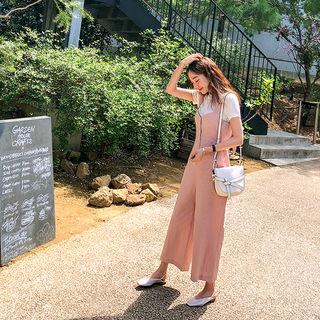 Tie-back Linen Blend Overall Pants