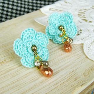 Green Lace Flower Earrings