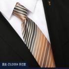 Genuine Silk Striped Neck Tie Zsld004 - Coffee - One Size