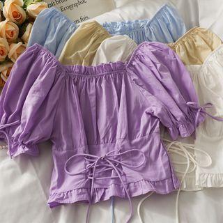 Corset-waist Square-neck Crop Top