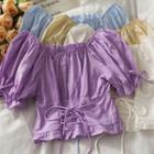Corset-waist Square-neck Crop Top