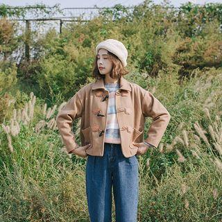 Cropped Toggle Coat Brown - One Size