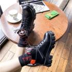 Lettering Lace-up Platform Short Boots