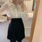 Long-sleeve Lace Shirt Off-white - One Size