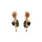 Fashion Elegant Plated Gold Enamel Flower Tassel Earrings Golden - One Size