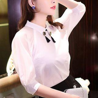 Elbow-sleeve Tassel Blouse