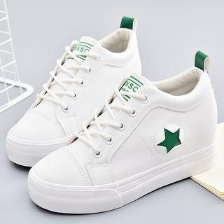 Hidden Wedge Star Lace Up Sneakers