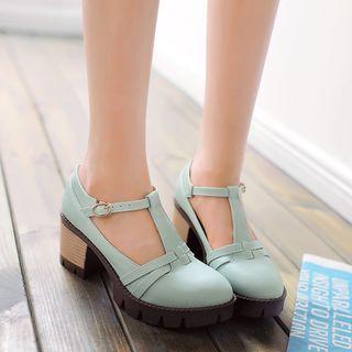 Chunky Heel T-bar Pumps