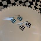 Sterling Silver Check Heart Drop Earring