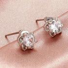 Rhinestone Floral Ear Stud 1 Pair - Silver - One Size