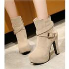 High Heel Cross Strap Ankle Boots