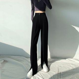 Straight-leg Slitted Dress Pants