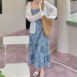 Spaghetti Strap Paisley Print Midi Dress