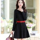 Long-sleeve A-line Mini Party Dress