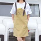 Contrast Strap Lettering A-line Pinafore Dress