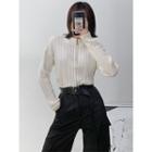 Half-zip Cable-knit Crop Sweater