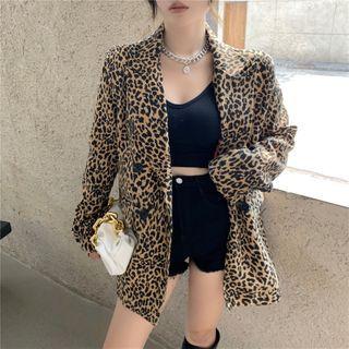 Leopard Print Blazer Blazer - Leopard - Light Brown - One Size