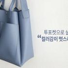 Pocket-front Metallic-button Tote