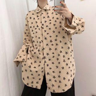 Corduroy Star Pattern Shirt As Shown In Figure - One Size