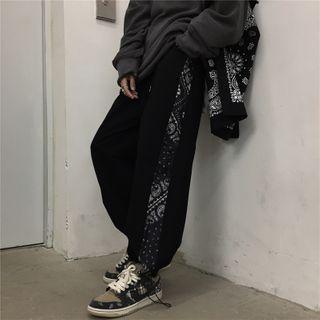 Paisley Print Panel Sweatpants