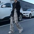 High-waist Leopard Straight-cut Pants Off-white - One Size