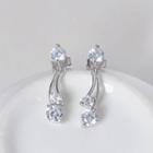 925 Sterling Silver Rhinestone Dangle Earring 1 Pair - 925 Silver - White Gold - One Size
