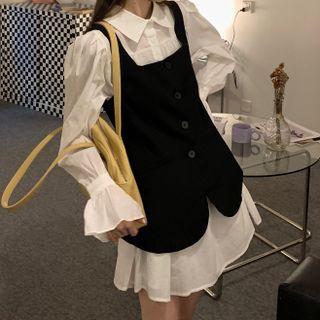 Sleeveless Button-up Top / Long-sleeve Shirt Dress