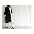 Notched-lapel Button-detail Wool Blend Coat Black - One Size