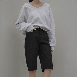 Fray-hem Knee-length Shorts