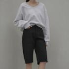 Fray-hem Knee-length Shorts
