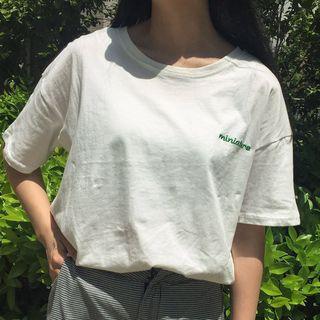 Lettering Embroidered Short Sleeve T-shirt