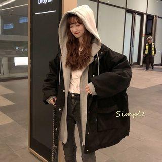 Mock Two-piece Hooded Cargo Jacket