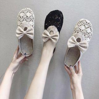Cutout Woven Bow Mules