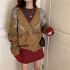 Deer Jacquard Cardigan As Shown In Figure - One Size
