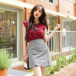 Seam-trim Gingham A-line Miniskirt
