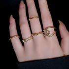 Set Of 5 : Alloy Ring (assorted Designs) Set Of 5 - Ring - Gold - One Size