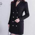 Faux-pearl Double Breasted Wool Blend Coat
