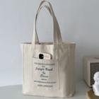 Lettering Canvas Tote Bag Stane - Off-white - One Size