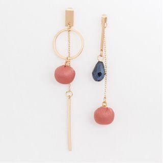 Bead Geometric Asymmetrical Alloy Dangle Earring