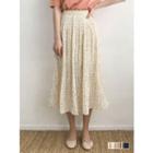 Dotted Accordion-pleat Long Skirt