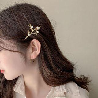 Branches Faux Pearl Alloy Hair Clip 01# - 1 Pc - Gold - One Size