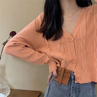 Long-sleeve Button-up Cable Knit Top