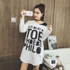Mock Two Piece Lettering Long Sleeve T-shirt Dress