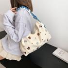 Embroidered Canvas Shoulder Bag Off-white - One Size