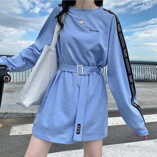 Long-sleeve Lettering Tape T-shirt Dress