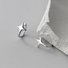 Star Sterling Silver Hoop Earring 1 Pair - Clip On Earring - S925 Silver - Star - Silver - One Size