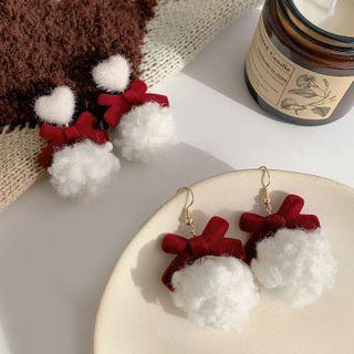 Pom Pom Bow Drop Earring