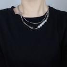 Faux Pearl Layered Stainless Steel Necklace