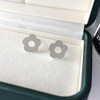 Flower Alloy Earring 1 Pair - Stud Earring - S925 Silver Needle - Silver - One Size