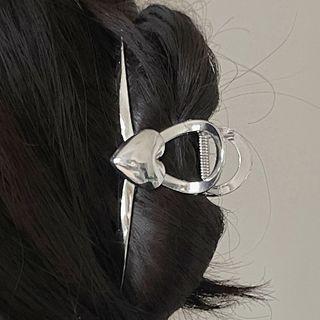 Heart Alloy Hair Clamp 2542a - Silver - One Size